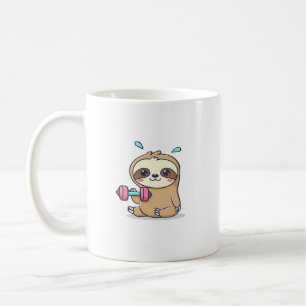 Lustiges Chibi-Faultier-Workout Süße Kawaii-Gym-C Kaffeetasse