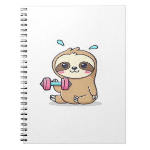 Lustiges Chibi-Faultier-Workout Süße Kawaii-Gym-C Notizblock