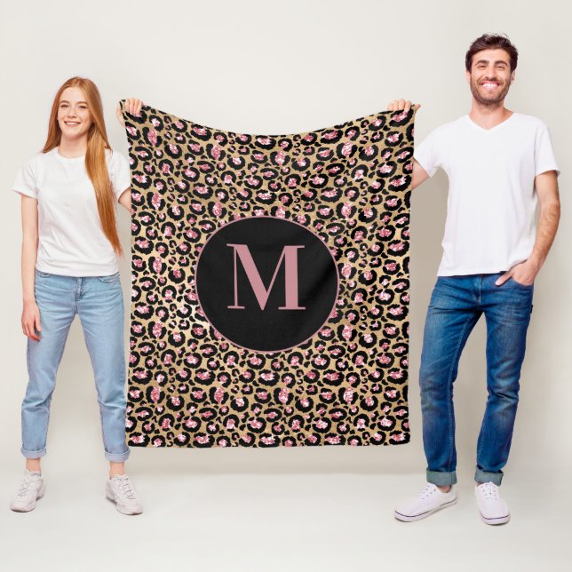 Lustiges Chic Rosa Schwarz Gold Cheetah/Leopard Mo Fleecedecke (Beispiel)