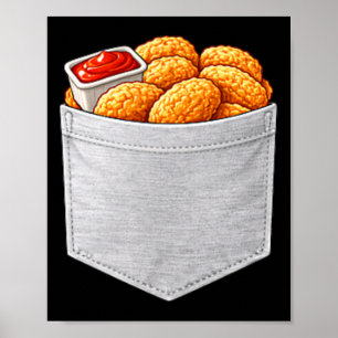 Lustiges Chicken Nugget in falscher Tasche Cool No Poster