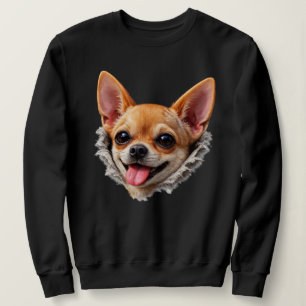 Lustiges Chihuahua-Gesicht 3D-Design – Süßer Hunde Sweatshirt
