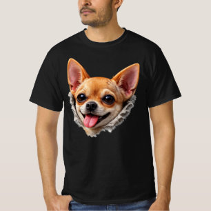 Lustiges Chihuahua-Gesicht 3D-Design – Süßer Hunde T-Shirt