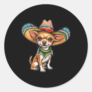 Lustiges Cinco De Mayo Chihuahua Grafik  Runder Aufkleber