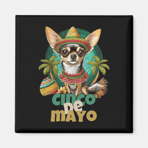 Lustiges Cinco De Mayo Hund Design Süßer Chihuahua Magnet