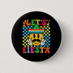 Lustiges Cinco De Mayo Kariertes Lasst uns Fiesta Button