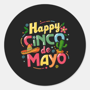 Lustiges Cinco-De-Mayo-Shirt Lass uns Fiesta Squad Runder Aufkleber