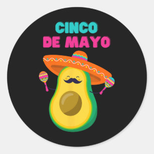 Lustiges Cinco De Mayo T-Shirt - Avocado Fiesta Runder Aufkleber
