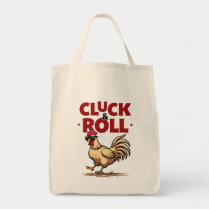 Lustiges "Cluck & Roll" Cooles Hahn Cartoon-Design Tragetasche