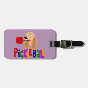 Lustiges Cocker spaniel mit Pickleball Paddel Gepäckanhänger