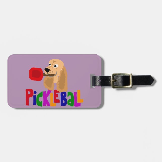 Lustiges Cocker spaniel mit Pickleball Paddel Gepäckanhänger (Vorderseite horizontal)