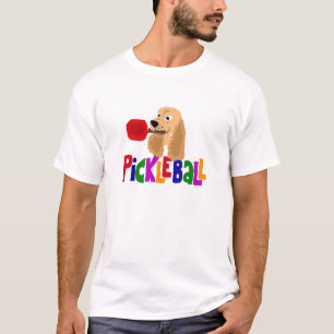 Lustiges Cocker spaniel mit Pickleball Paddel T-Shirt