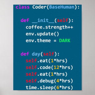 Lustiges Coding Python Cl Essen Code Schlafen Poster