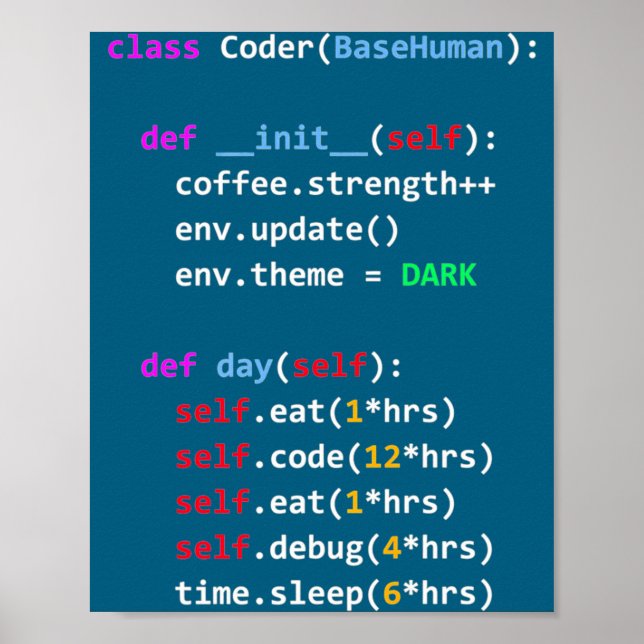 Lustiges Coding Python Cl Essen Code Schlafen  Poster (Vorne)