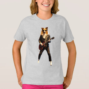 Lustiges Collie Rockstar Kinder T-Shirt
