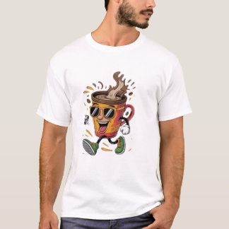 Lustiges Cool Walking Coffee Tasse Grafik T-Shirt