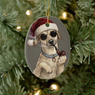 Lustiges Cooles Hund Frohes Neues Jahr Design Keramik Ornament