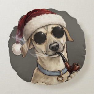 Lustiges Cooles Hund Frohes Neujahrsdesign Rundes Kissen