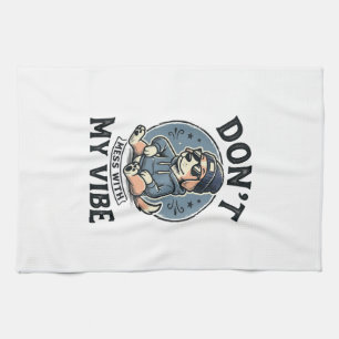 Lustiges Cooles Hund-Vibes Retro-Vektor-T-Shirt-De Geschirrtuch