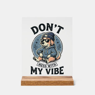 Lustiges Cooles Hund-Vibes Vintage-Vector-T-Shirt- Acrylschild