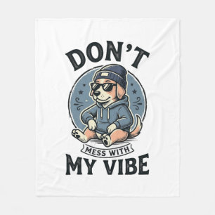 Lustiges Cooles Hund-Vibes Vintage-Vector-T-Shirt- Fleecedecke