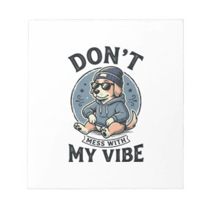 Lustiges Cooles Hund-Vibes-Vintage-Vector-T-Shirt- Notizblock