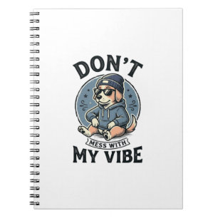 Lustiges Cooles Hund-Vibes Vintage-Vector-T-Shirt- Notizblock