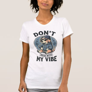 Lustiges Cooles Hund-Vibes Vintage-Vector-T-Shirt- T-Shirt