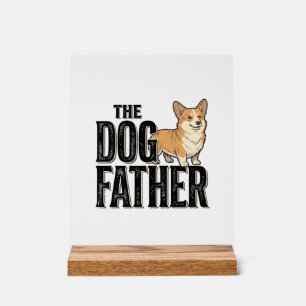 Lustiges Corgi Dogfather Vintage Gravur T-Shirt De Acrylschild