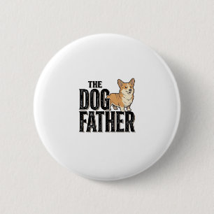 Lustiges Corgi Dogfather Vintage Gravur T-Shirt De Button