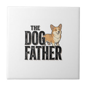 Lustiges Corgi Dogfather Vintage Gravur T-Shirt De Fliese