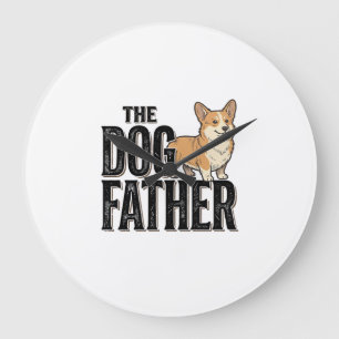 Lustiges Corgi Dogfather Vintage Gravur T-Shirt De Große Wanduhr
