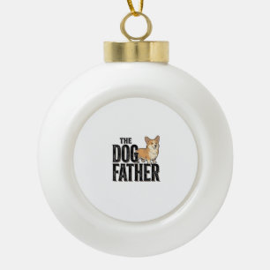 Lustiges Corgi Dogfather Vintage Gravur T-Shirt De Keramik Kugel-Ornament