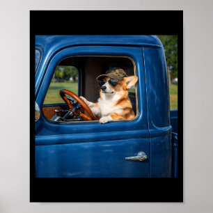 Lustiges Corgi-Meme humorvoller Hund fährt LKW Str Poster