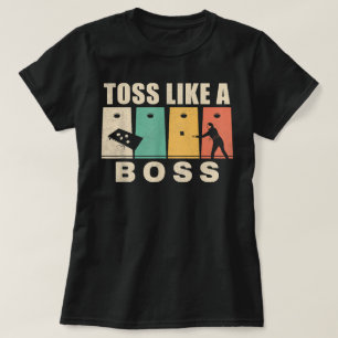 Lustiges Cornhole Werfen wie ein Boss Papa T-Shirt