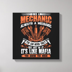 Lustiges Craftsman T-Shirt Einmal Mechaniker Immer Leinwanddruck