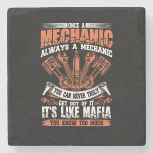 Lustiges Craftsman T-Shirt Einmal Mechaniker Immer Steinuntersetzer