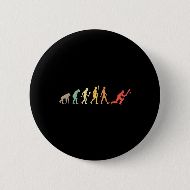 Lustiges Cricket-Evolutionsgeschenk Vintage Cricke Button (Vorderseite)