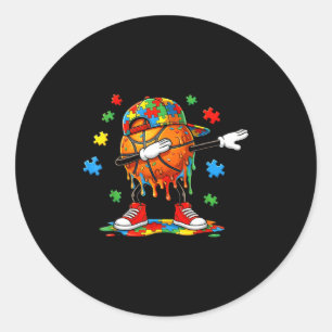 Lustiges Dabbing Basketball Drip für Jungen Autism Runder Aufkleber