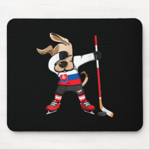 Lustiges Dabbing-Hund Slovakia Eishockeyfans Jerse Mousepad