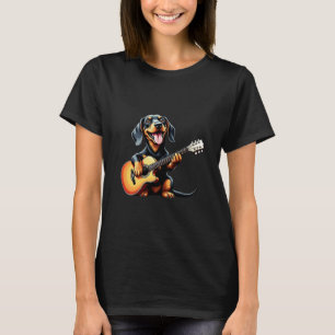 Lustiges Dachshund spielt Gitarre Design für Musik T-Shirt