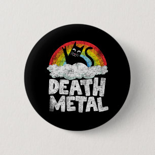 Lustiges Death Metal Katze Geschenk Regenbogen Hea Button
