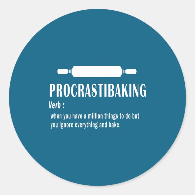Lustiges Definition von Procrastibaking - Backlieb Runder Aufkleber (Vorderseite)