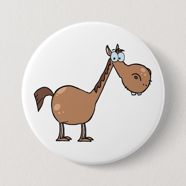 Lustiges Derpy-Pferd Alberner Brauner Hengst Button (Vorderseite)