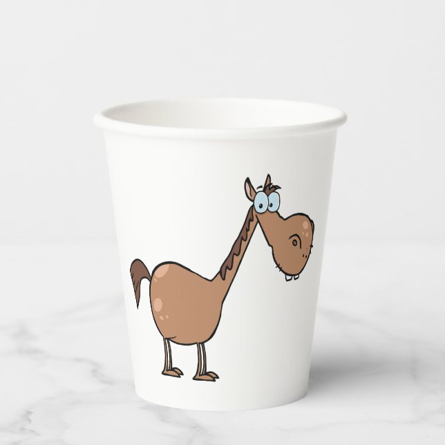 Lustiges Derpy-Pferd Alberner Brauner Hengst Pappbecher (Vorderseite)