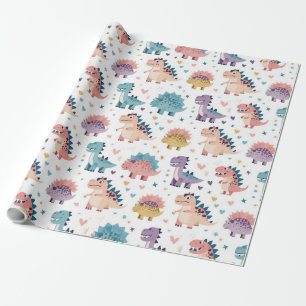 Lustiges Design farbenfrohes Dinosaurier-Muster Geschenkpapier