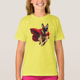 Lustiges Deutscher-Schäferhund-Superhelden-Kinder- T-Shirt