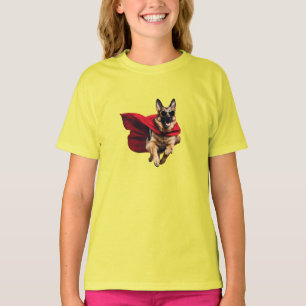 Lustiges Deutscher-Schäferhund-Superhelden-Kinder- T-Shirt