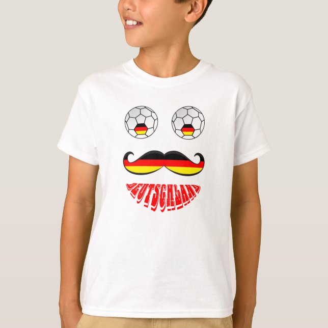Lustiges Deutschland-Fußball-Fußball-Gesicht T-Shirt (Vorderseite)