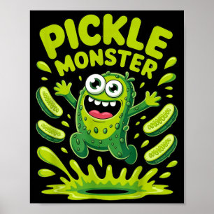 Lustiges Dillgurken-Monster-Cartoon-Design  Poster