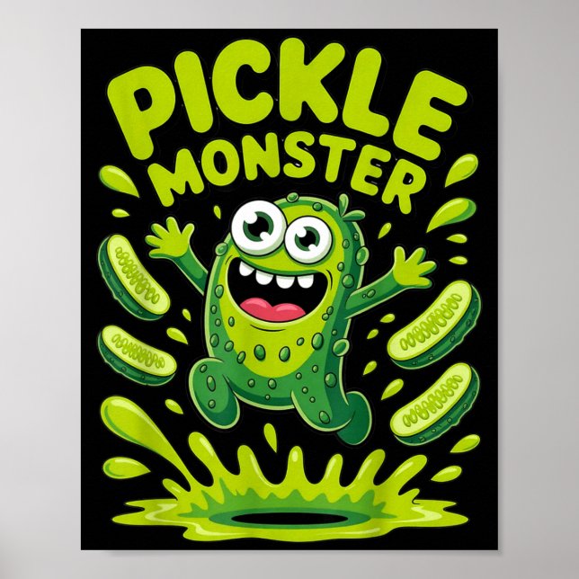 Lustiges Dillgurken-Monster-Cartoon-Design  Poster (Vorne)